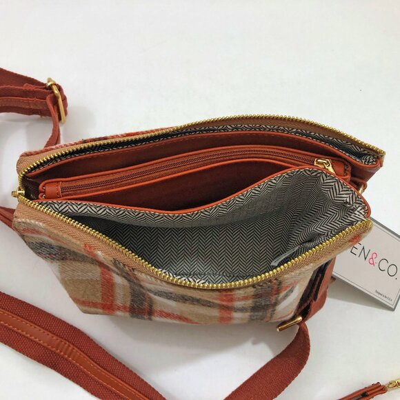 NWT Jen & Co Izzy Crossbody Wristlet Bag Black Cream Plaid 6.5x10x2 inches - Picture 7 of 9